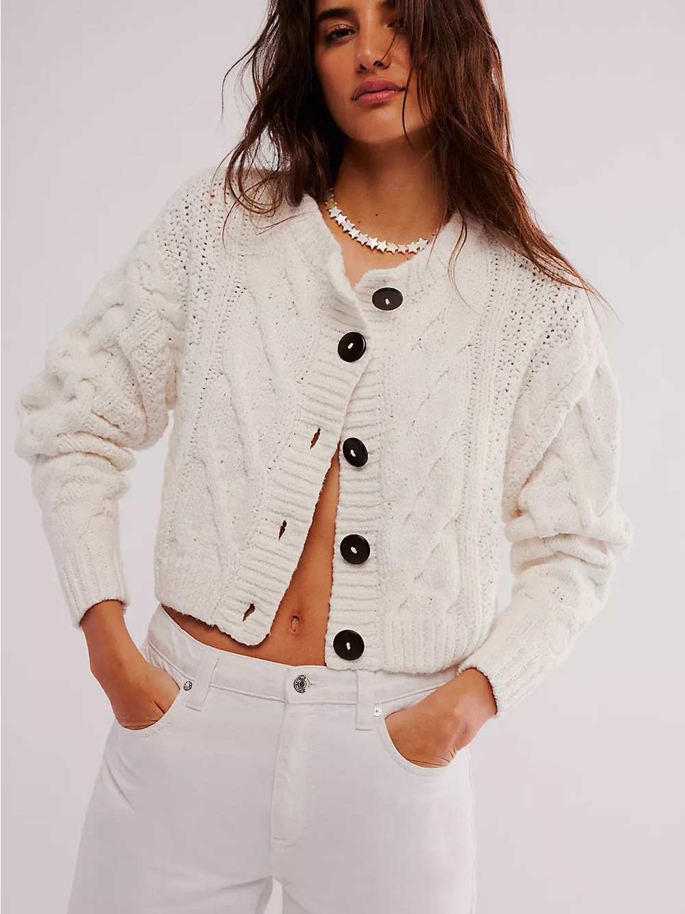 Free People Cable Knit Cardigan Aritzia Madewell Anthropologie Everlane Gap